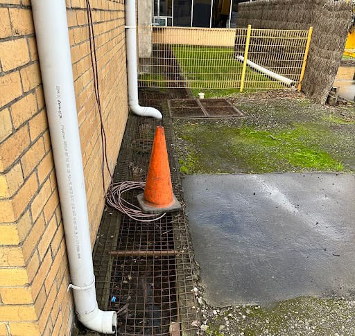 downpipes of a commercial building