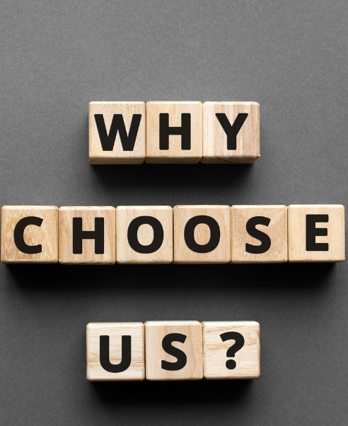 why choose us written with word tiles