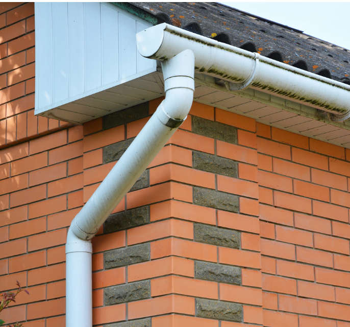 close up view of a roof gutter