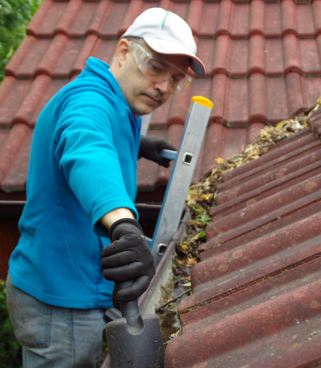 Two roof specialists are working on repairing a roof, An office staff female is listening to query of a customer on a call, Roof plumber is fixing a roof by using hammer, Many people shaking hands together as a result of getting good service from roofing company